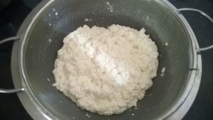 Pic 1 - Straining the water out of the paneer